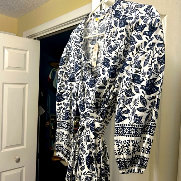 NWT BODEN
Addie Linen Midi Dress - Ivory, Meadow Flight, blue detail. - Picture 4 of 10